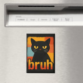 Bruh Zwarte Kat Grappig Retro Vintage Meme Magneet (Insitu (Vaatwasser))