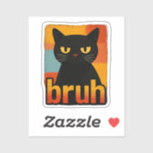 Bruh Zwarte Kat Grappig Retro Vintage Meme Sticker (Vel)
