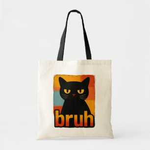 Bruh Zwarte Kat Grappig Retro Vintage Meme Tote Bag