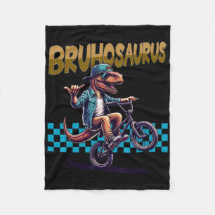 Bruhosaurus T-rex Dinosaur rijdt Bmx-fiets - Jonge Fleece Deken