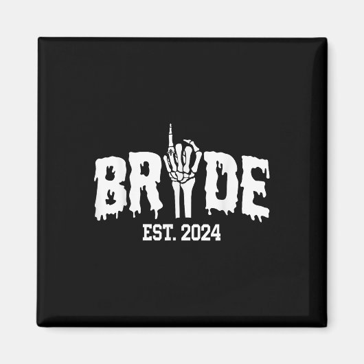 Bruid 2024 Skeleton Hand Huwelijk Halloween Koppel Magneet (Voorkant)