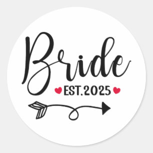 Bruid 2025 Wedding Matching Mrs. Est 2025 Getrouwd Ronde Sticker