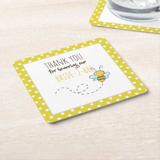 Bruid 2 BEE Mooi Geel Trouwjurk of Bruidsfeest Kartonnen Onderzetters (Schuin)