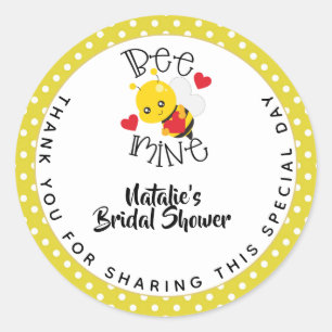 Bruid 2 BEE Schattig Geel Huwelijk of Bruidsfeest Ronde Sticker