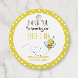 Bruid 2 BEE Schattig Geel Polkadot Vrijgezellenfee Bedankjes Labels