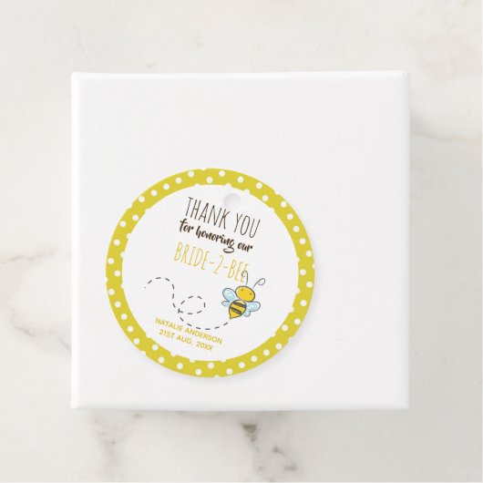 Bruid 2 BEE Schattig Geel Polkadot Vrijgezellenfee Bedankjes Labels (In situ)