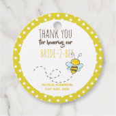 Bruid 2 BEE Schattig Geel Polkadot Vrijgezellenfee Bedankjes Labels (Voorkant)
