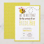 Bruid 2 BEE Schattig Geel Trouwen of Bruidsmeisjes Kaart (Voorkant / Achterkant)