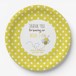 Bruid 2 BEE Schattige Gele Stippen Bruiloft Feest Papieren Bordje