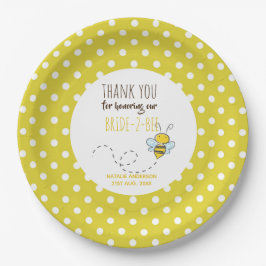 Bruid 2 BEE Schattige Gele Stippen Bruiloft Feest Papieren Bordje