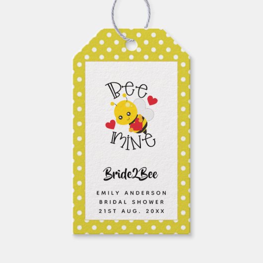 Bruid 2 Bij Mij Geel Stippen Bruiloft Feest Cadeaulabel (Voorkant)