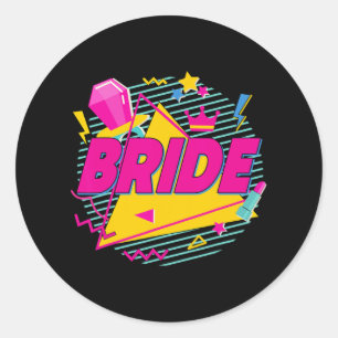 Bruid 90s Bach Crew Team Retro Vrijgezellenfeest M Ronde Sticker