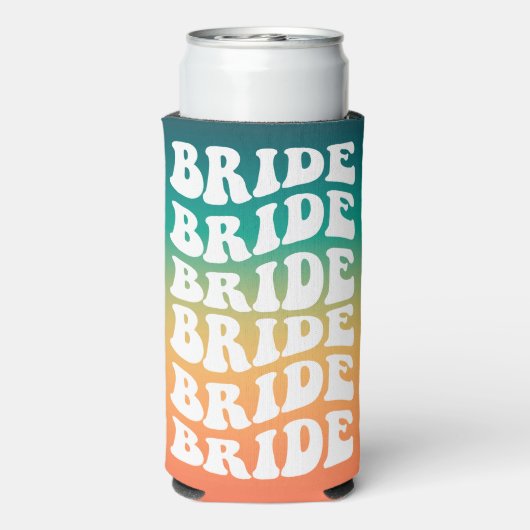 Bruid | Aangepaste Retro Tekst met Gradiënt Seltzer Blikjeskoeler (Seltzer Achterkant)