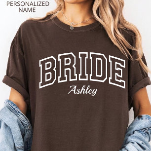Bruid Aangepaste Varsity Bruid Bachelorette Fees T-shirt