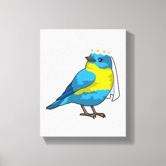 Bruid als vogel met bloemenkrans canvas afdruk (Voorkant)