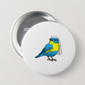 Bruid als vogel met bloemenkrans ronde button 7,6 cm (Voorkant /achterkant)