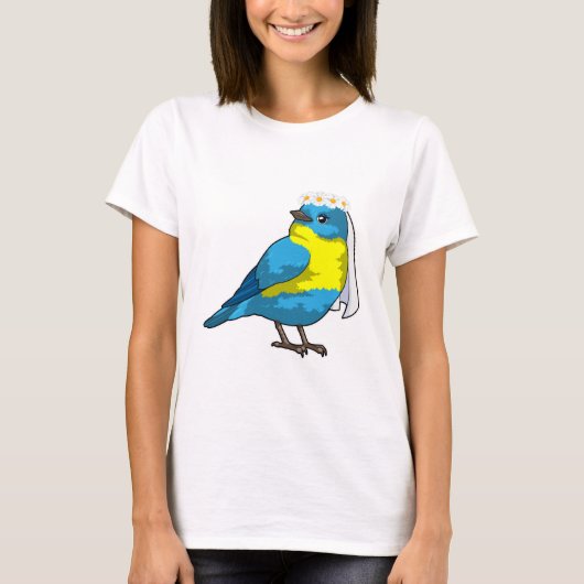 Bruid als vogel met bloemenkrans t-shirt (Voorkant)