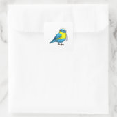 Bruid als vogel met bloemenkrans vierkante sticker (Tas)