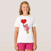 Bruid als vogel met sluier & hartballon t-shirt (Voorkant volledig)