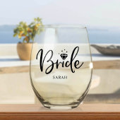 Bruid Babe Bachelorette Aangepaste Naam Stemless W Wijnglas Zonder Voet