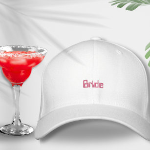 Bruid Bachelorette Huwelijksreis retro roze rood t Geborduurde Pet