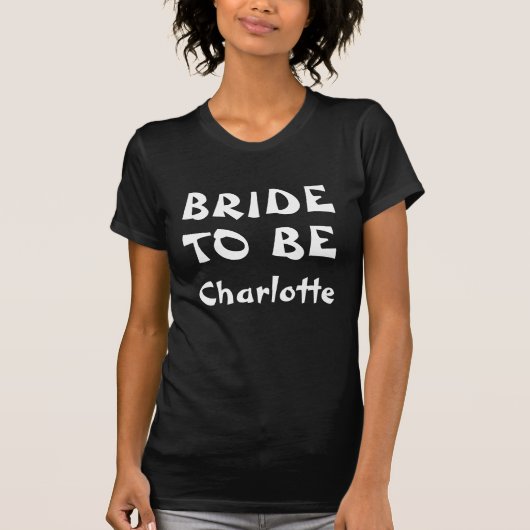 Bruid Bachelorette Trouwen Zwart-Wit naam T-shirt (Voorkant)