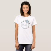 Bruid Blauw Bloemig Trouwen T-Shirt (Voorkant volledig)