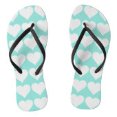 Bruid Blauwgroen Blauw & Wit Wedding Hearts Party Teenslippers (Voetbed)