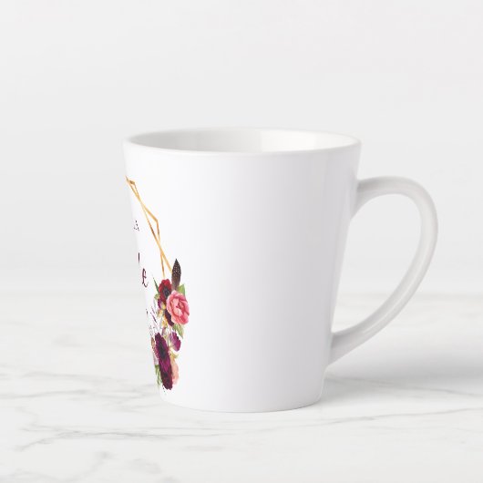 Bruid bloemen bordeaux goud wit geometrisch latte mok (Rechts)