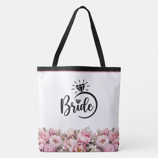 Bruid Bloemenpioenen Print Canvas tas (Voorkant)