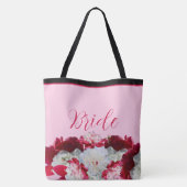 Bruid bloemige pioenrozen multi print boodschappen tote bag (Achterkant)