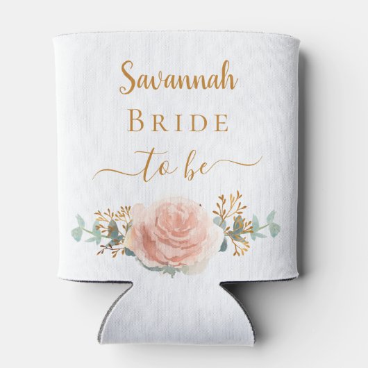 Bruid blozen roze goud bloemige eucalyptus groen blikjeskoeler (Achterkant)