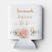 Bruid blozen roze gouden bloemige eucalyptus groen blikjeskoeler (Achterkant)