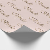 Bruid blozen roze gouden kalligrafie patroon elega cadeaupapier (Hoek)