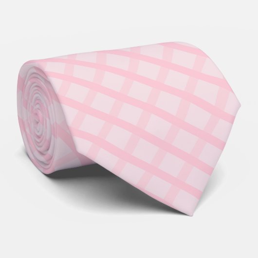 Bruid Blozend En Theeroos Roze Gingham Patroon Stropdas (Opgerold)