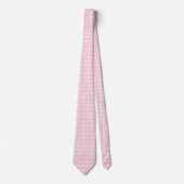 Bruid Blozend En Theeroos Roze Gingham Patroon Stropdas (Voorkant)