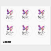 Bruid boho bloemenvlinder gunst ronde Sticker (Vel)