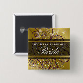 BRUID Boho Paarse Spiralen Gouden Bruiloft Button (Voorkant /achterkant)