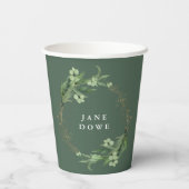 Bruid Botanische Eucalyptus Elegante Bruidsdouche Papieren Bekers (Achterkant)