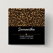 Bruid Boujee Trendy Luipaardprint  Vierkante Button 5,1 Cm (Voorkant)