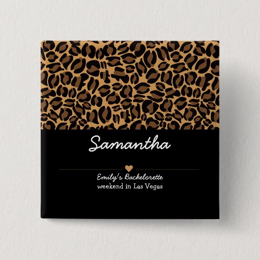 Bruid Boujee Trendy Luipaardprint Vierkante Button 5,1 Cm (Voorkant)