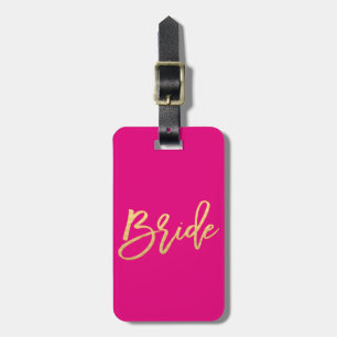 Bruid/Bruid Stam Roze en Gouden Reis Bagagelabel
