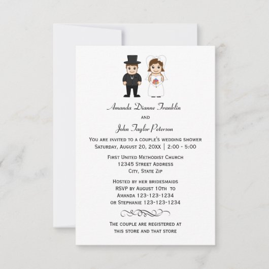 Bruid & bruidegom - 3x5 Couple's Douche uitnodigin Kaart (Voorkant)