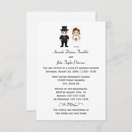 Bruid & bruidegom - 3x5 Couple's Douche uitnodigin Kaart (Voorkant / Achterkant)