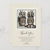 Bruid & bruidegom Aloha Ananas Tiki Bedankt Kaart (Voorkant / Achterkant)