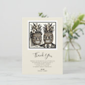 Bruid & bruidegom Aloha Ananas Tiki Bedankt Kaart (Staand voorkant)