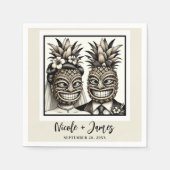 Bruid & bruidegom Aloha Ananas Tiki Bruiloft Servet (Voorkant)