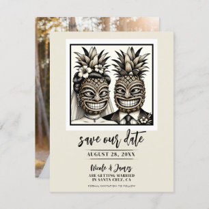 Bruid & bruidegom Aloha Ananas Tiki Save the Date Kaart