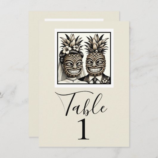 Bruid & bruidegom Aloha Ananas Tiki Tafelnummer (Voorkant / Achterkant)