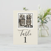 Bruid & bruidegom Aloha Ananas Tiki Tafelnummer (Staand voorkant)